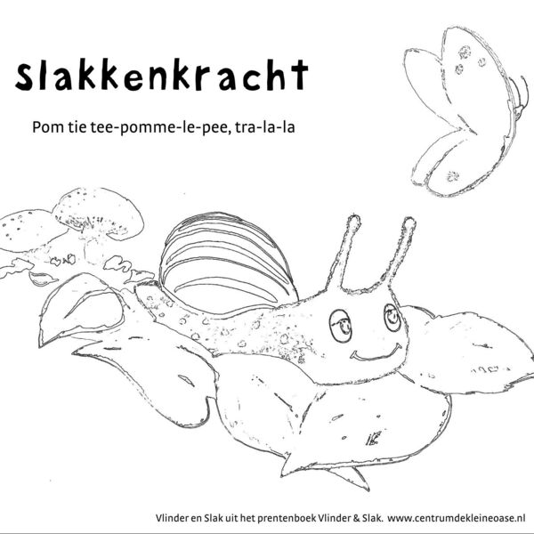 Kleurplaat Slak en Vlinder